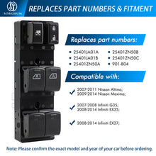 Laden Sie das Bild in den Galerie-Viewer, Sorghum 25401-ZN50C 14+2pins Master Power Window Control Switch for Infiniti EX35 EX37 for Nissan Altima