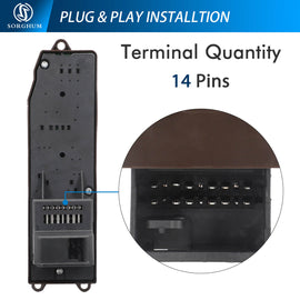 Sorghum 84820-33170 14pins Power Master Window Switch Front Driver Left Side for Toyota Corolla Camry for for Pontiac Vibe Scion xA