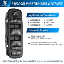 Laden Sie das Bild in den Galerie-Viewer, Sorghum 56046826AE 11-Pins Front Left Side Power Window Switch with Folding Button for Dodge Journey Chrysler 300 Ram 1500 2500 3500