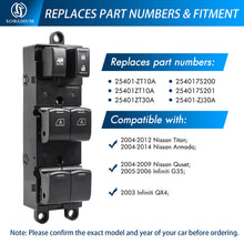 Załaduj zdjęcie do przeglądarki galerii, Sorghum 25401-ZT10A 16+3pins Electric Power Window Master Switch For Nissan Titan Armada 2004-2012